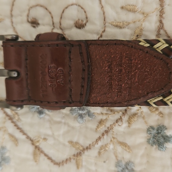 Vintage Genuine Leather Men's Belt With Cord Braids Size 34 - Picture 3 of 12